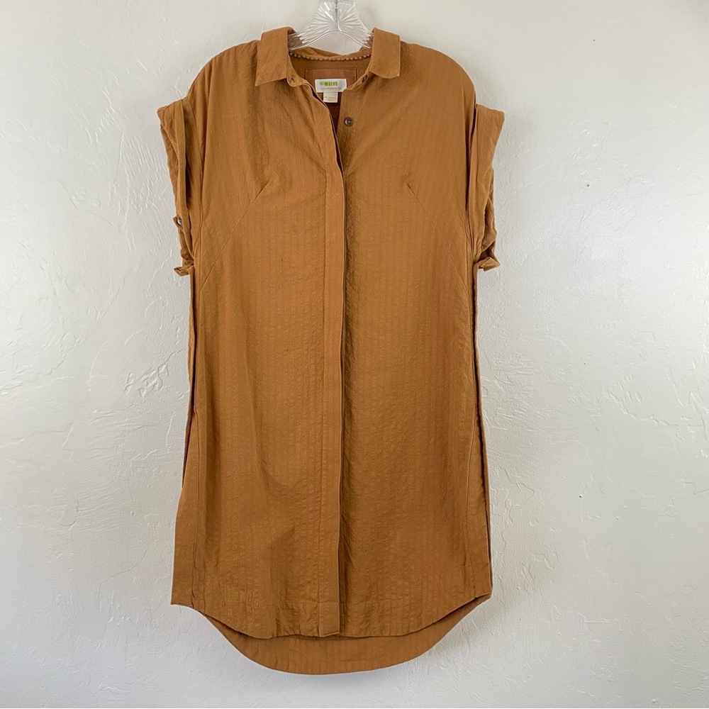Anthropologie Maeve Size XXS Mustard Yellow Cotton Knit Cuffed Sleeve Tunic Top
